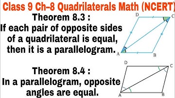 Ch 8 Theorem 8.3 || Theorem 8.4 class 9 || Quadrilaterals ||  NCERT Mathematics ||