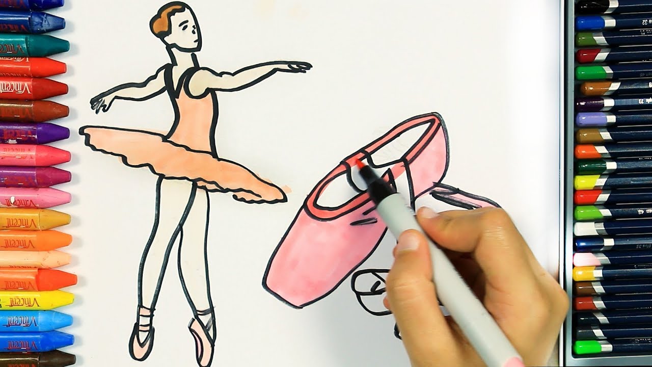 الرسم والتلوين للأطفال 🎀  كيفية رسم راقصة الباليه  الرسم للأطفال   الأطفال ألوان الفيديو