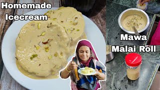 Summer Mai Banao Ghar Pai Asaan Icecream | Mawa Malai Roll Cut Kulfi Icecream | Homemade Icecream