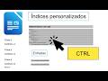 Libreoffice Writter índices personalizados con hiperenlaces | Configuración del índice