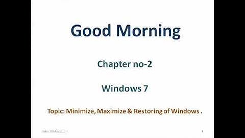 Class 5 th|| Computer|| lesson 2- Windows 7 (Minimize, Maximize & Restoring of Windows)