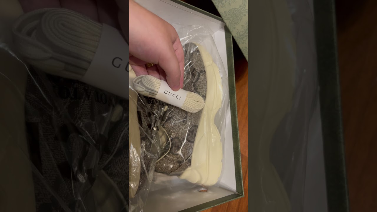 Gucci GG Rhyton Leather Sneakers Monogram Beige/Brown Canvas From 🇨🇳 