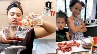 Ayesha Curry Teaches Daughters Riley \& Ryan How To Cook!