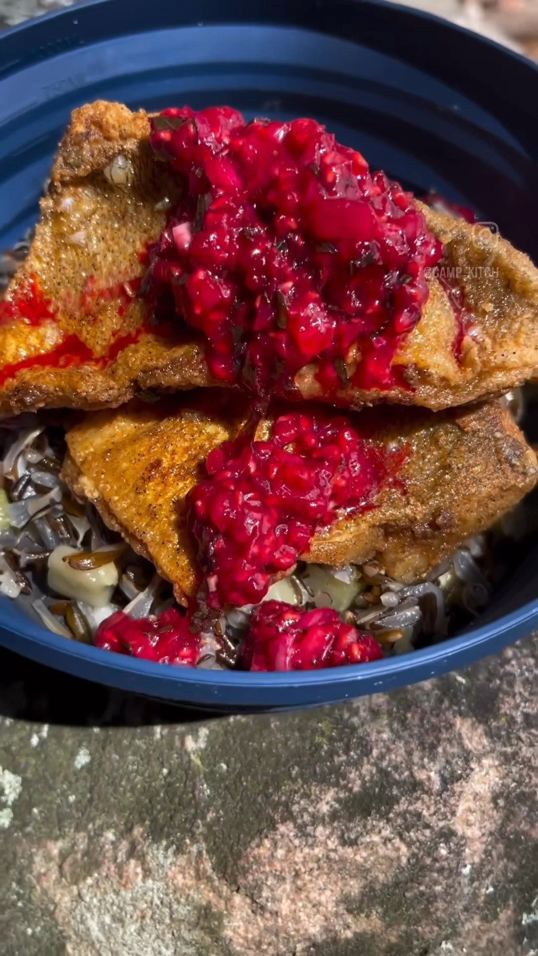 Red Fife Fish Crisp Walleye, Wild Rice Pilaf and Strawberry &amp; Basil ...