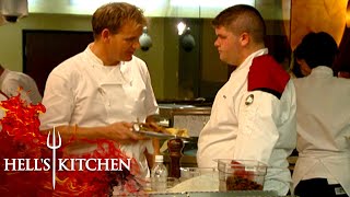 Gordon Shoves Food Onto Amateur Cook | Hell's Kitchen