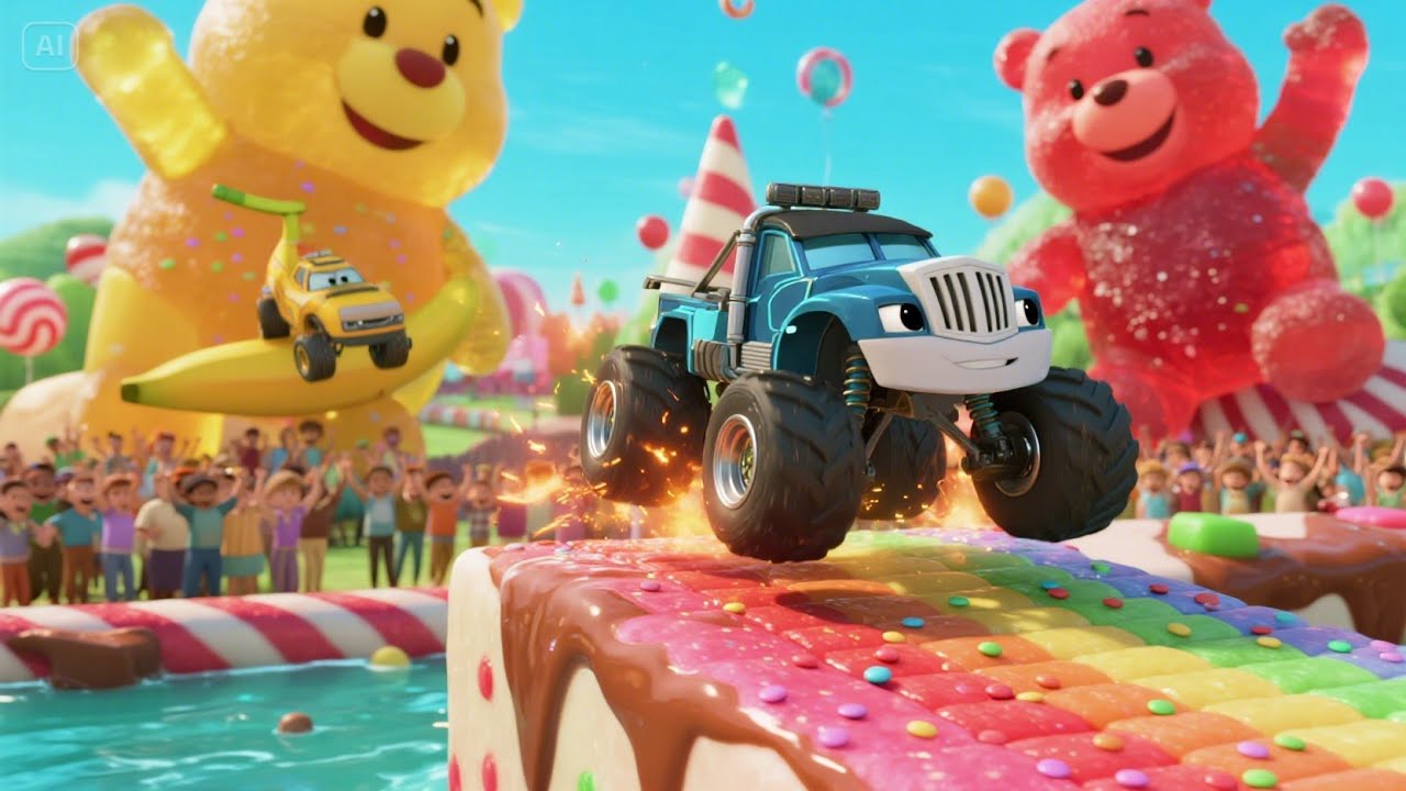 Blaze & the Banana Truck Race to the Jellybean Hills | Exciting Kids Truck Song  Fun Adventure Rhyme