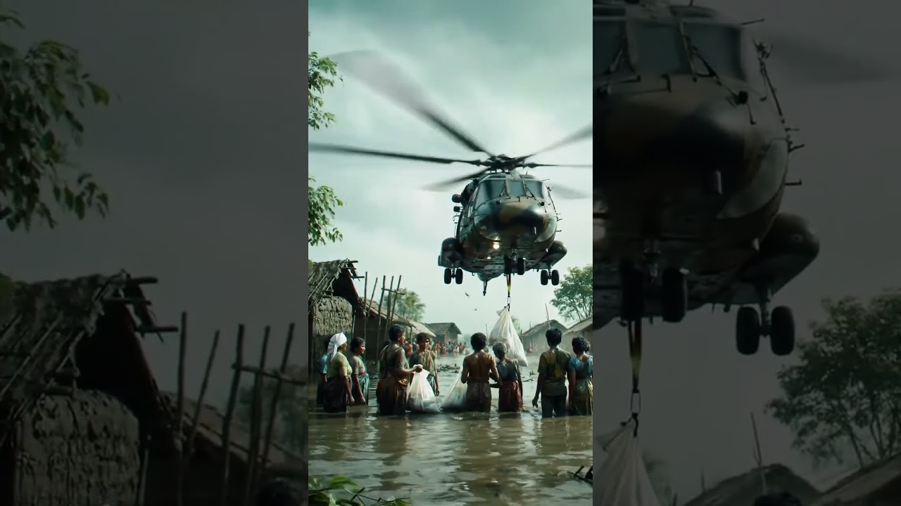 Military Helicopter Rescues Flood Victims | Disaster Relief Operation