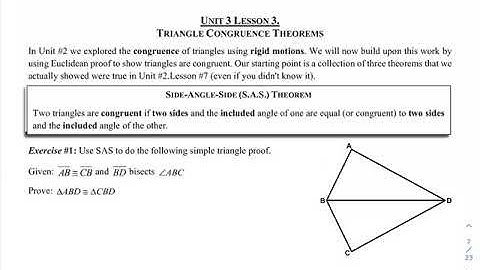 Geo H Unit 3 Lesson 3 Triangle Congruence Theorems