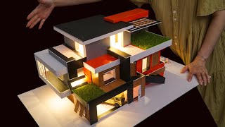 Building Miniature House Models from Cardboard and Cement - Models Made at Home with Children - Craf