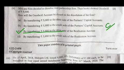 ISC Class 12 Accounts Semester 2 Answer Key #isc_Accounts_Semester_2_Answer_Key