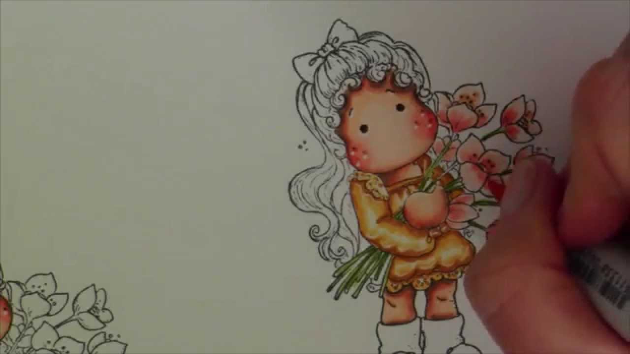 Copic coloring Magnolia Part 2 - YouTube