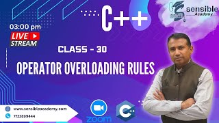 C++ Class-30, Operator Overloading Rules  🔴Live