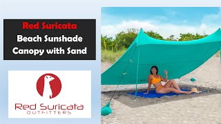 Red Suricata Family Beach Sunshade with Sand Bags