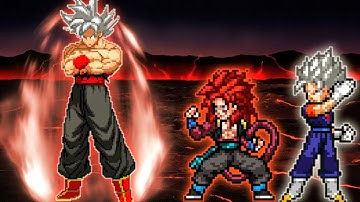 Evil Goku 3.5(All Form) Revamp VS Xeno Gogeta SSJ4 OP & Vegito OP(All Form) in Jump Force Mugen