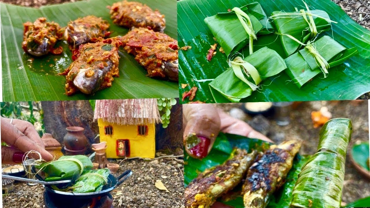 Miniature Spicy Fish Fry in Banana Leaf | Tiny Village Cooking ASMR | Indian Mini Cooking