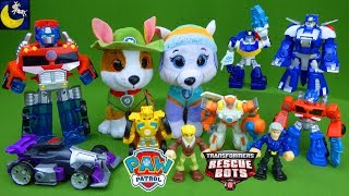 Surprise Paw Patrol and Transformers Rescue Bots Tracker Everest Heatwave Bumblebee LOTS of Toys!