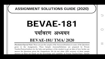 BEVAE 181 Ignou Solved Assignment 2020-21