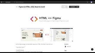 Figma Plugin - Figma to HTML, CSS, React & more!