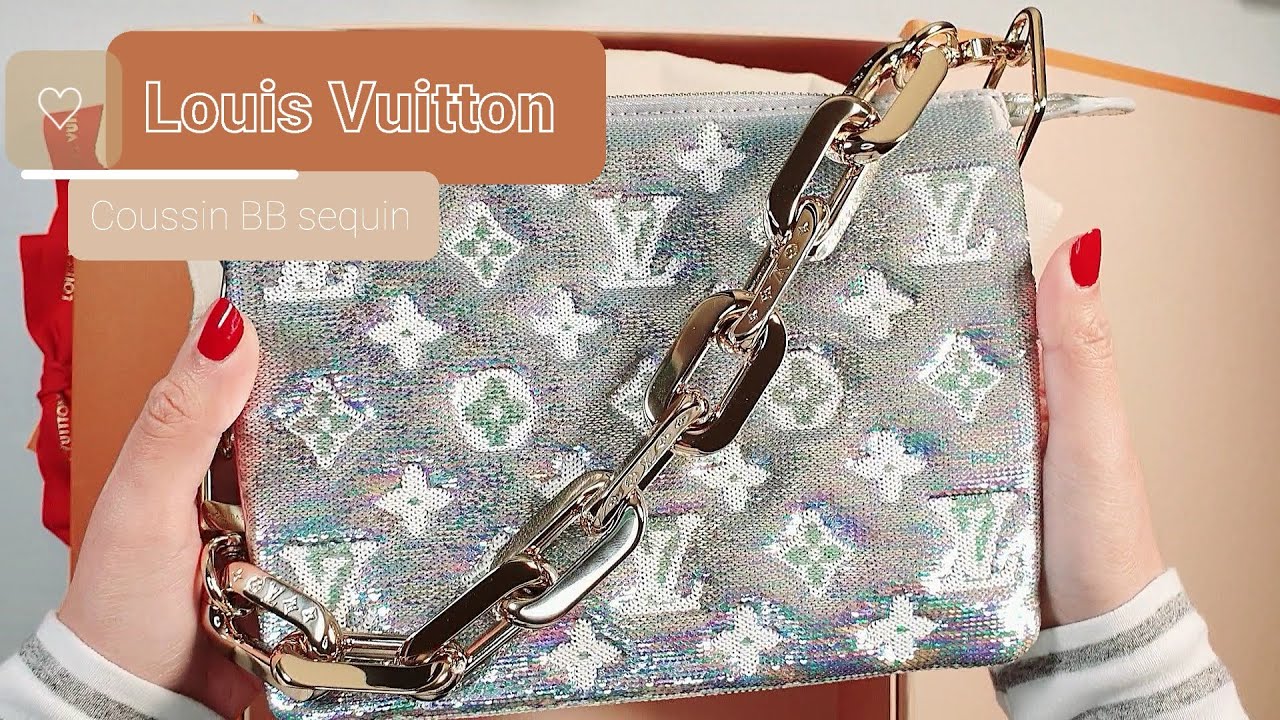 Louis Vuitton Satin Sequin Embroidered Monogram Coussin Bb Silver