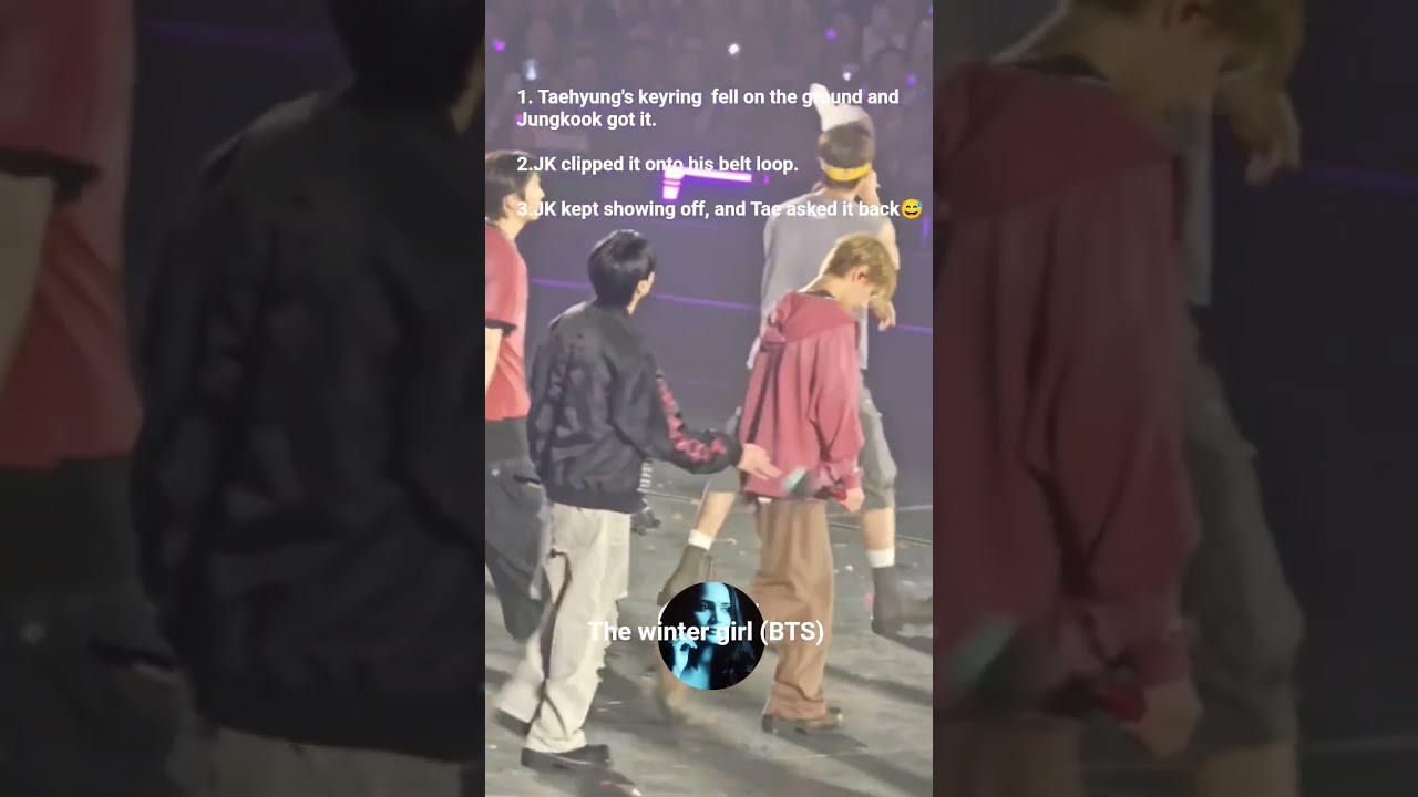 Taehyung's keyring fell on the ground and Jungkook got it.JK