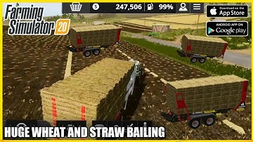 Farming Simulator 20 Huge Wheat harvest and Straw bailing Timelapse (Android/Ios) #fs20