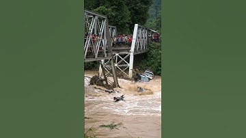 Moment the Bridge Almost Swept Away by Heavy Floods! #viral #shorts