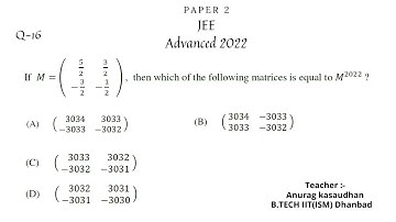 JEE Advanced 2022 Math Paper 2 (Q 16) solution | IIT JEE Maths | #jeeadvanced2022 #projecteducation