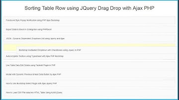 Sorting Table Row using JQuery Drag Drop with Ajax PHP
