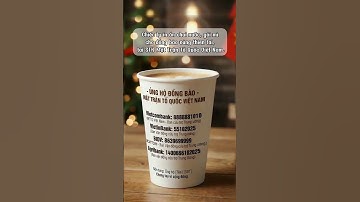 Chiếc ly in ấn chai nước, gói mỳ cho đồng bào vùng thiên tai, tại stk MTTQVN