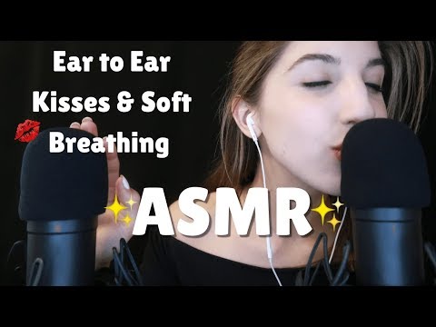 ASMR Ear to Ear Kisses, Soft Breathing & Whispers ~