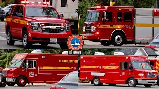 Responding To 2nd Alarm - Toronto Fire, Pumper 123, PC-10, Support 7 & Rehab Unit