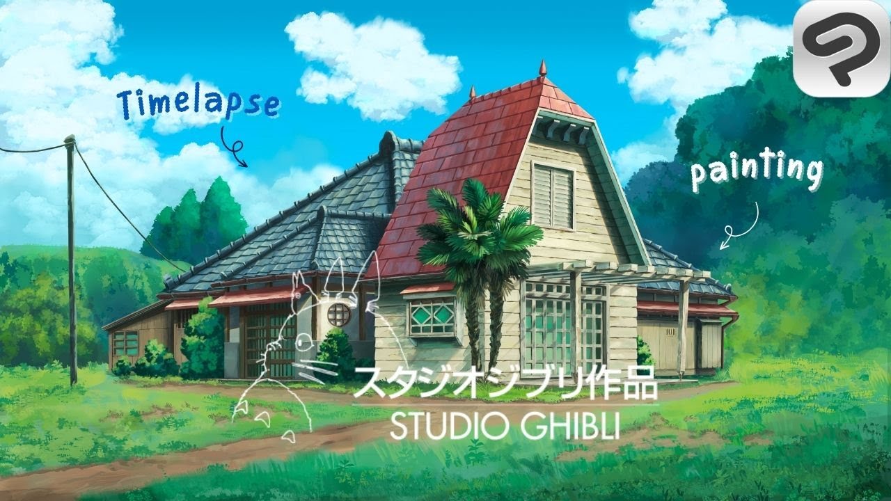 Draw Background Illustration of Totoro House like Ghibli Studio in Clip Studio Paint【speed painting】