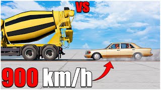 Beamng Drive | Mercedes Benz W126 With Dummy VS MAN 900 km/h | car torture