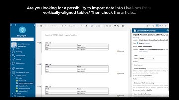 21.12 - How to import data into LiveDoc from vertically aligned table