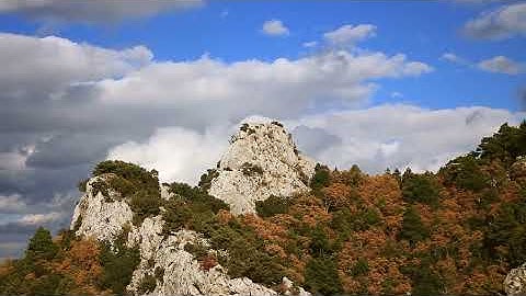 Clouds Moving Behind the Mountains of Termessos Ancient Theater – Accelerated Video