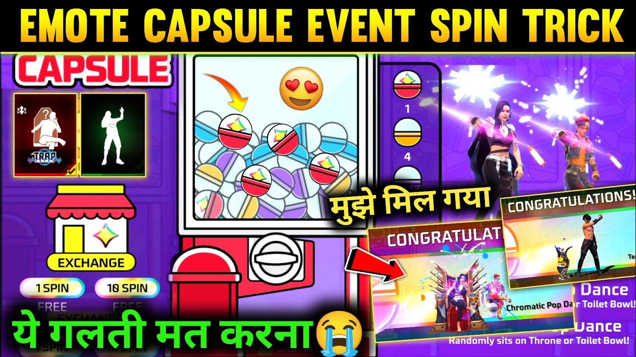 Free Fire Emote Capsule Event Spin 🤩| Free Fire New Event | New Emote in Emote Capsule Event Ff