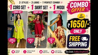 Combo Of 1 skirtset 1 cord set 1 middi @1650/ 8000785334