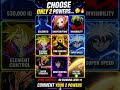 You get ONLY 2 powers for life What are you picking? 👇🔥 #wisepick #liveintentionally #getwiser#anime