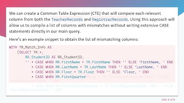 Mastering SQL: How to Match Records by ID and Identify Non-Matching Columns in TSQL