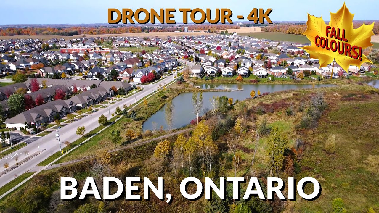 Drone Tour 4K: Baden, Ontario - Fall Colours from A Bird's-Eye View