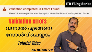ITR Filing Malayalam Validation Errors| How to Solve | Efiling Malayalam AY 2024-25 | CA Subin VR