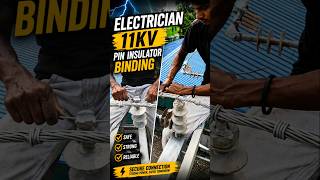 ⚡ 11KV Pin Insulator Binding Work | High Ri**sk Electrician Line Work 🚧 #shorts #ytshorts #lineman