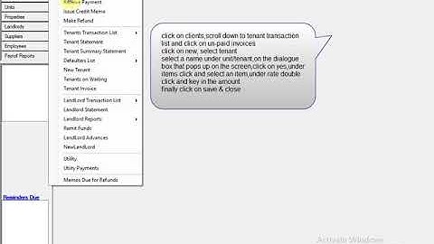 MamboSoftware Property Manager Video Client Tenant transaction list  Unpaid Invoices