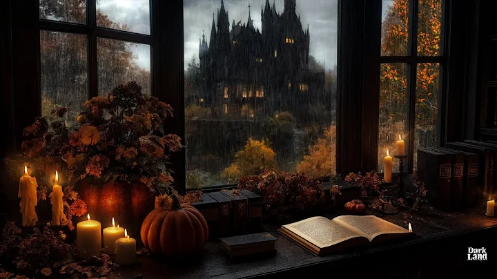 You're Reading Alone at Victorian London by  Window | Rainy Halloween Ambience | Harp Dark Academia
