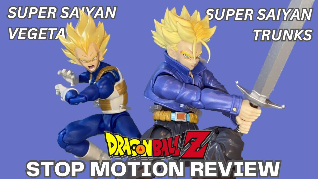 S.H. Figuarts Trunks (The Boy From The Future) and Vegeta (Awakened SSJ Blood) Stop Motion Review