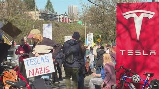 Anti-Musk protest target Tesla sites in Portland, across US