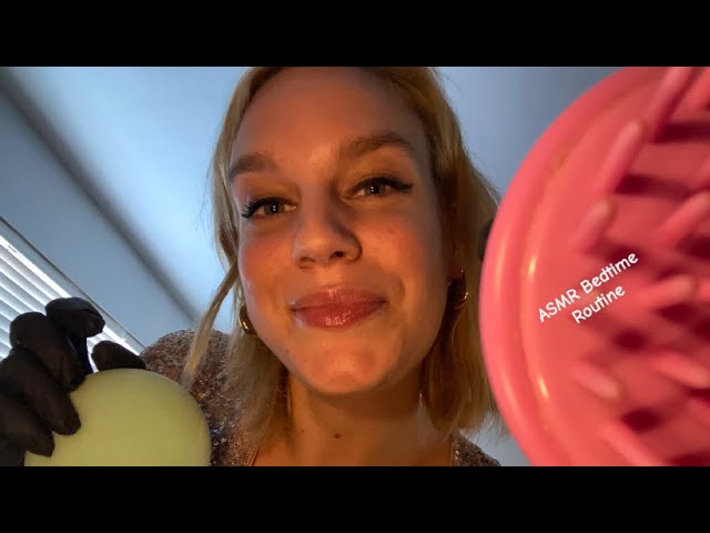 [ASMR] Face Cleaning/Massage with a sponge, Scalp Massage/hair brushing with a magic brush (Gloves)
