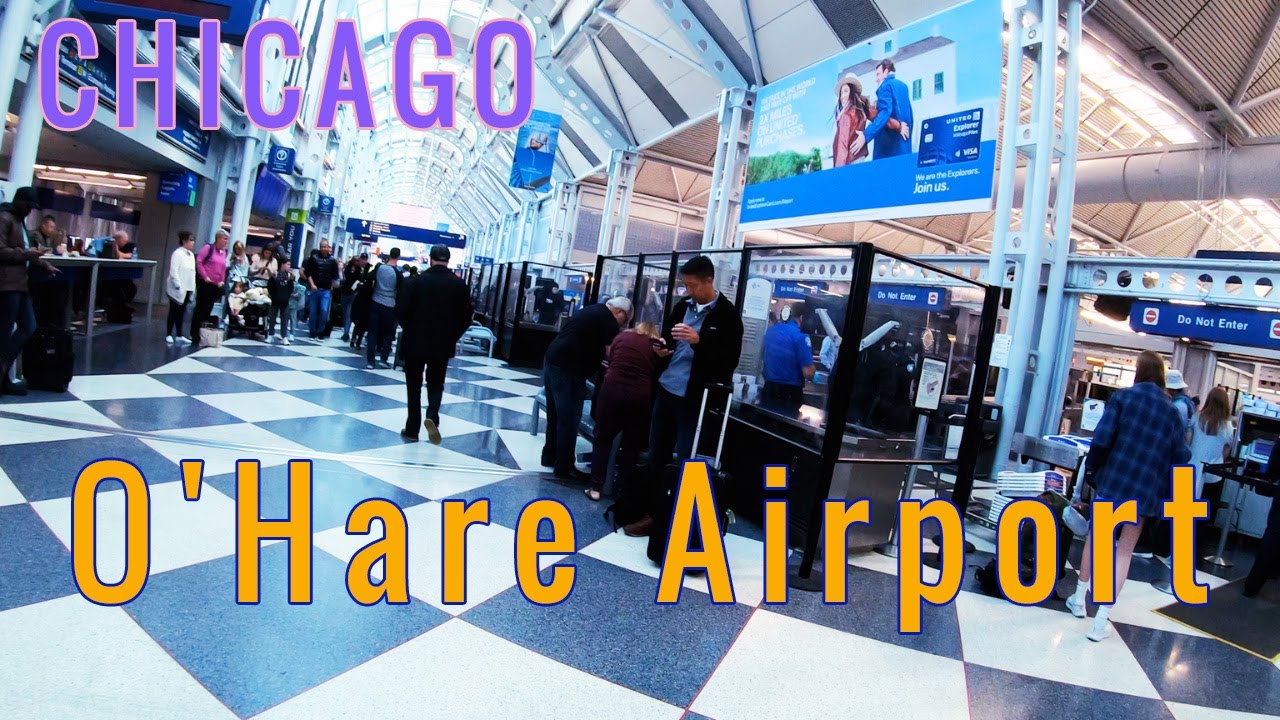 Chicago, Соединенные Штаты | Аэропорт O'Hare (SUB) | Терминал 1 | Прогулка по аэропорту 4K