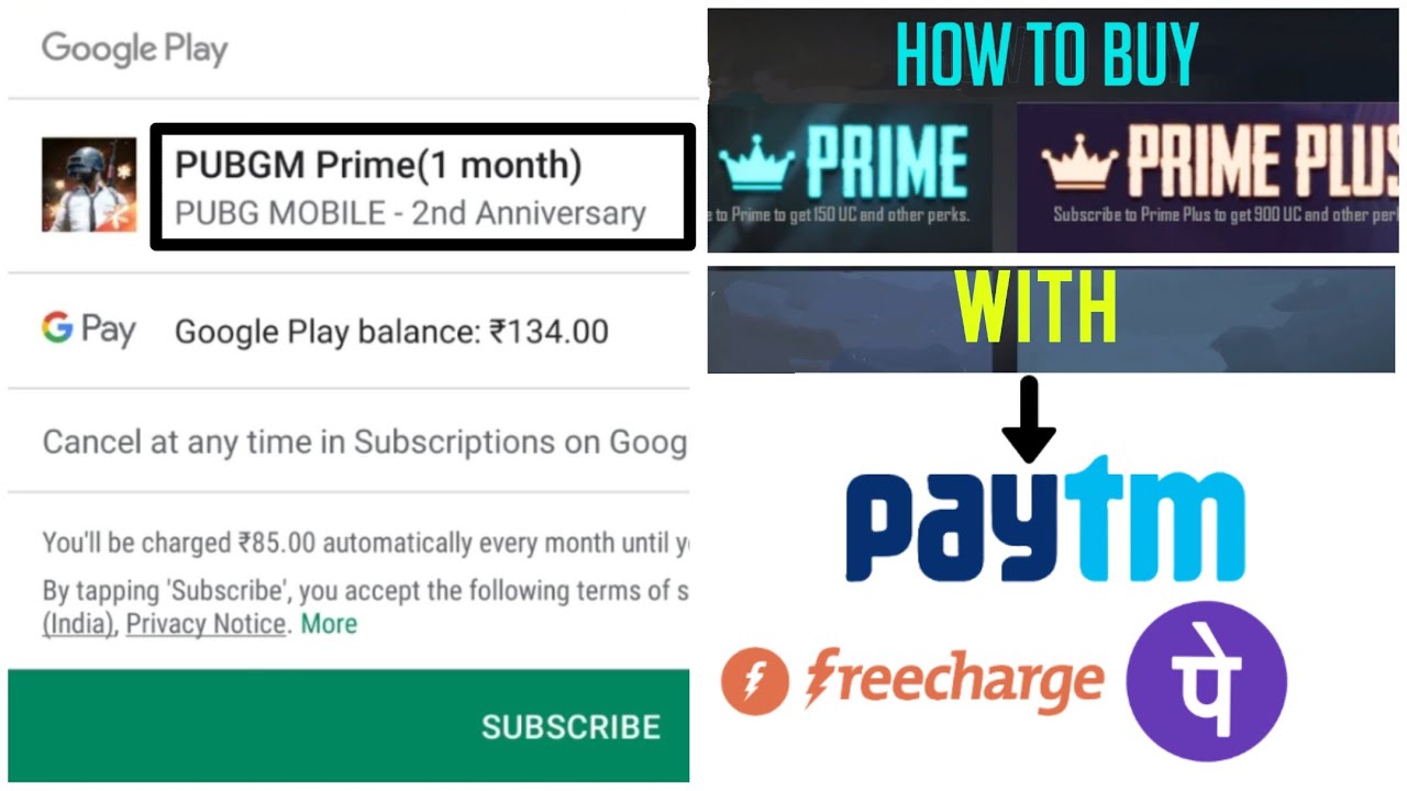 How to buy Prime & Prime Plus Subscription in Pubg Mobile with Paytm ...
