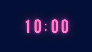 10 Minute Timer with Alarm – Neon Pink Countdown | No Music